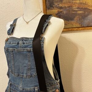 Denim overalls. Originally target, bag & necklace not included.